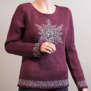 Winter Berry Burgundy Snowflake Knit Sz XS/S